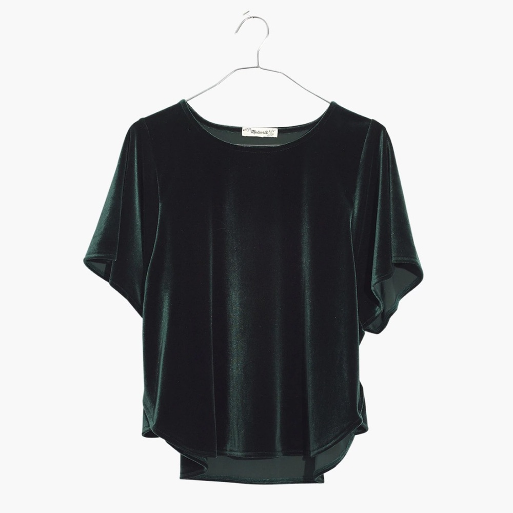 Madewell Green Velvet Butterfly Top XL - Picture 7 of 7